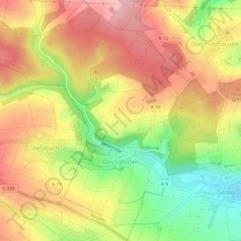 Mapa topográfico Dessighofen, altitud, relieve