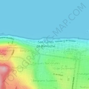 Mapa topográfico Centro Cívico, altitud, relieve