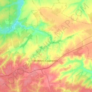 Mapa topográfico Анжеро-Судженск, altitud, relieve