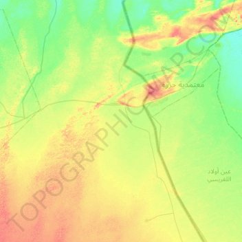 Mapa topográfico Taleb Larbi, altitud, relieve