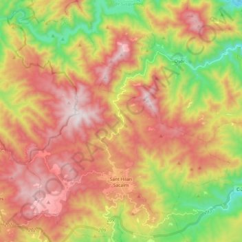 Mapa topográfico Sant Hilari Sacalm, altitud, relieve