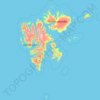 Mapa topográfico Svalbard, altitud, relieve
