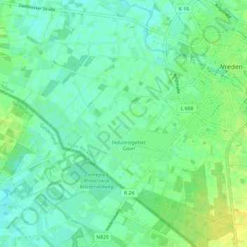 Mapa topográfico Gaxel, altitud, relieve