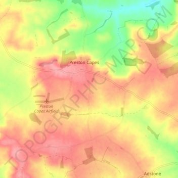 Mapa topográfico Preston Capes, altitud, relieve