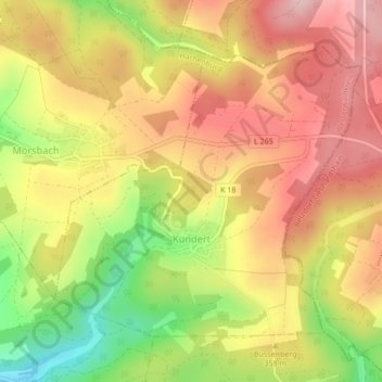 Mapa topográfico Kundert, altitud, relieve