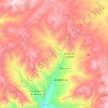 Mapa topográfico La Merced, altitud, relieve