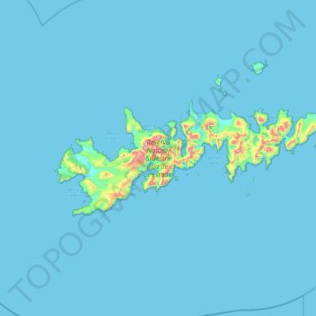 Mapa topográfico Isla de los Estados, altitud, relieve