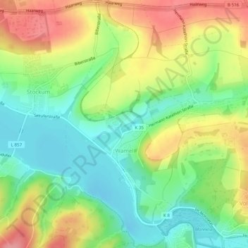 Mapa topográfico Wamel, altitud, relieve