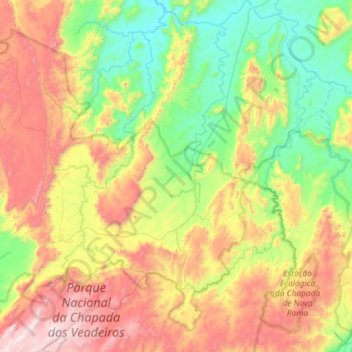 Mapa topográfico Teresina de Goiás, altitud, relieve