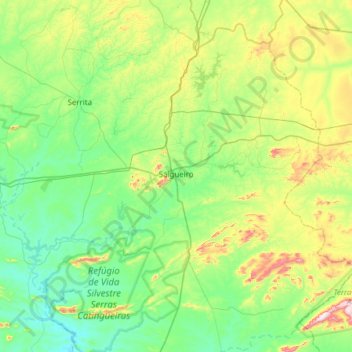 Mapa topográfico Salgueiro, altitud, relieve