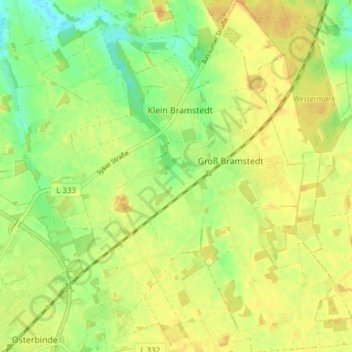 Mapa topográfico Bramstedt, altitud, relieve