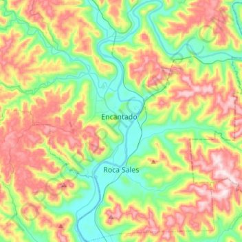Mapa topográfico Roca Sales, altitud, relieve