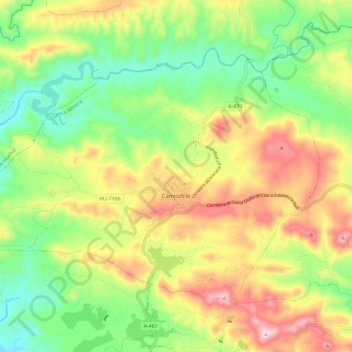 Mapa topográfico Campofrío, altitud, relieve