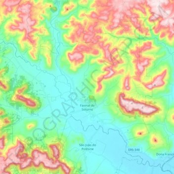 Mapa topográfico Faxinal do Soturno, altitud, relieve