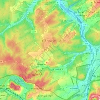 Mapa topográfico 66352, altitud, relieve