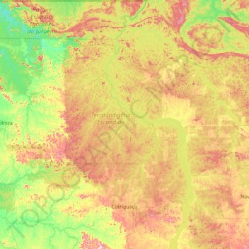 Mapa topográfico Cotriguaçu, altitud, relieve