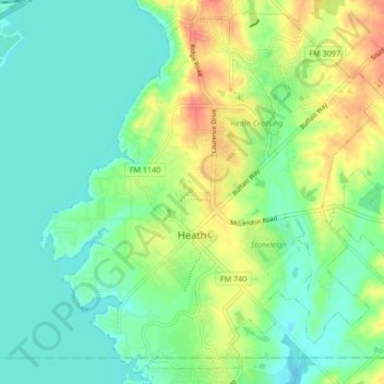 Mapa topográfico Heath, altitud, relieve