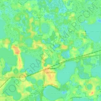 Mapa topográfico Lake Alfred, altitud, relieve