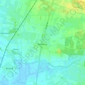Mapa topográfico Braderup, altitud, relieve