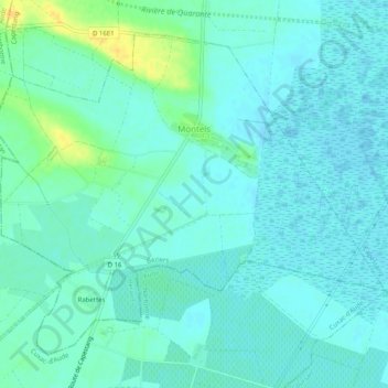 Mapa topográfico Montels, altitud, relieve