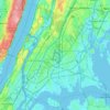 Mapa topográfico The Bronx, altitud, relieve