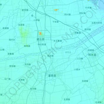 Mapa topográfico 灌南县, altitud, relieve