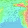 Mapa topográfico Bangladés, altitud, relieve