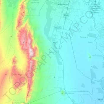 Mapa topográfico Pocito, altitud, relieve