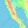 Mapa topográfico Baja California, altitud, relieve
