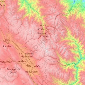 Mapa topográfico Concepción, altitud, relieve