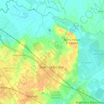 Mapa topográfico Belén de Escobar, altitud, relieve