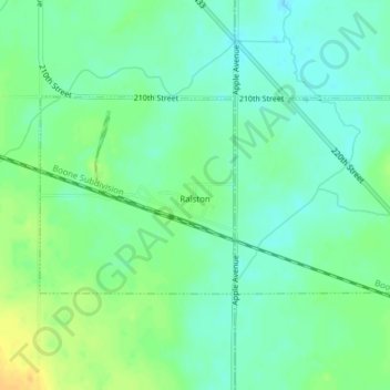 Mapa topográfico Ralston, altitud, relieve