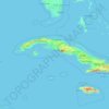 Mapa topográfico Cuba, altitud, relieve