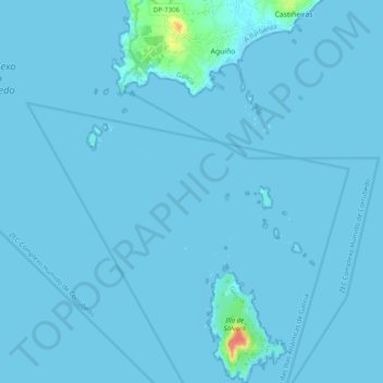Mapa topográfico Aguiño, altitud, relieve