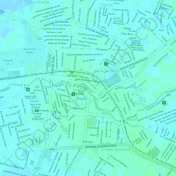 Mapa topográfico Malecon 2000, altitud, relieve