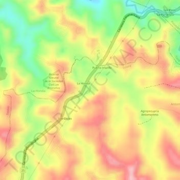 Mapa topográfico Marqueza, altitud, relieve