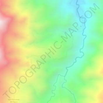 Mapa topográfico Santa Rosa Huabal, altitud, relieve