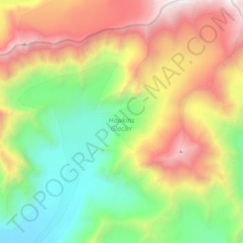 Mapa topográfico Hawkins Glacier, altitud, relieve
