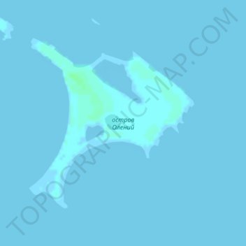 Mapa topográfico Isla de Oleny, altitud, relieve