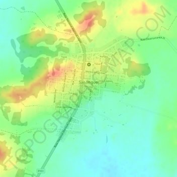 Mapa topográfico San Miguel, altitud, relieve
