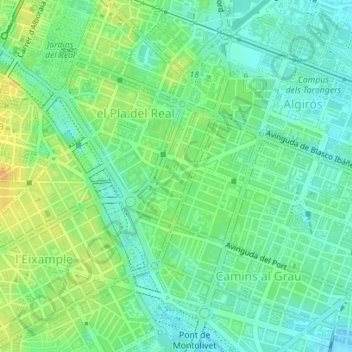 Mapa topográfico Jardín de Alfredo Candell, altitud, relieve