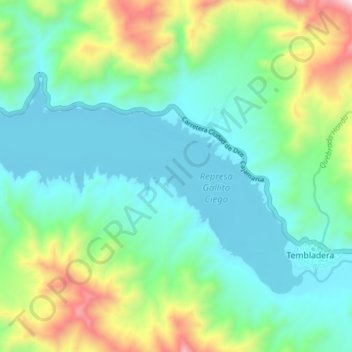 Mapa topográfico Represa Gallito Ciego, altitud, relieve