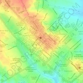 Mapa topográfico Praça Artur Gomes, altitud, relieve