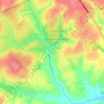 Mapa topográfico Rio Formigueiro, altitud, relieve