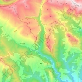 Mapa topográfico Cañón de Añisclo, altitud, relieve