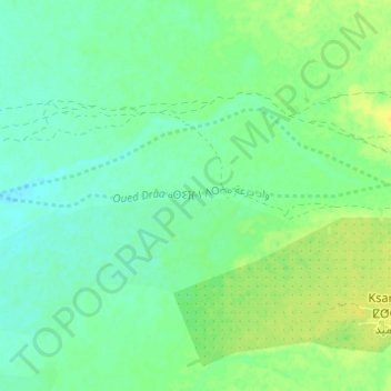 Mapa topográfico Oued Drâa ⴰⵙⵉⴼ ⵏ ⴷⵔⵄⴰ واد درعة, altitud, relieve