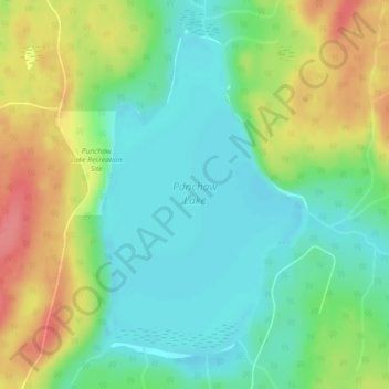 Mapa topográfico Punchaw Lake, altitud, relieve
