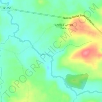 Mapa topográfico Rio Chapecó, altitud, relieve