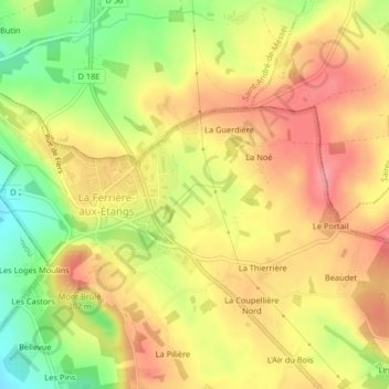 Mapa topográfico La Morinière, altitud, relieve
