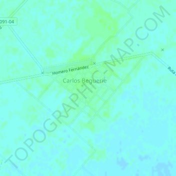 Mapa topográfico Carlos Beguerie, altitud, relieve